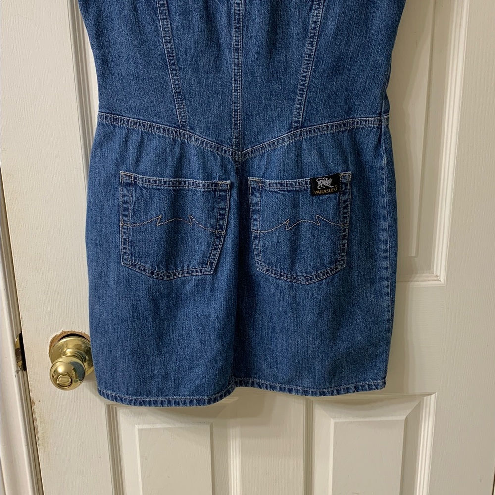 🌷3 for $25🌷Parasuco, US 11 (Juniors), Blue Denim Short Sleeve Front Zipper Dress - Picture 6 of 10